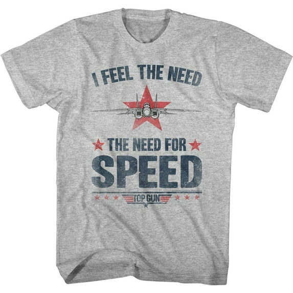 Top Gun Needing Speed Gray Heather Adult T-Shirt 2Xl