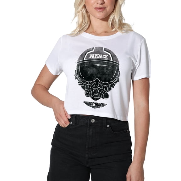 Top Gun Payback Helmet Women's Crop Top T-Shirt, White, X-Large
