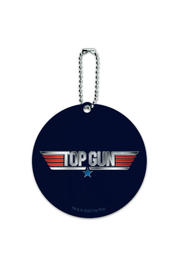 Top Gun Rendered Logo Round Luggage ID Tag Card Suitcase Carry-On