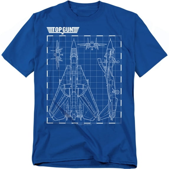 Top Gun Schematic Unisex Adult T Shirt for Men and Women, Royal Blue, 5X-Large