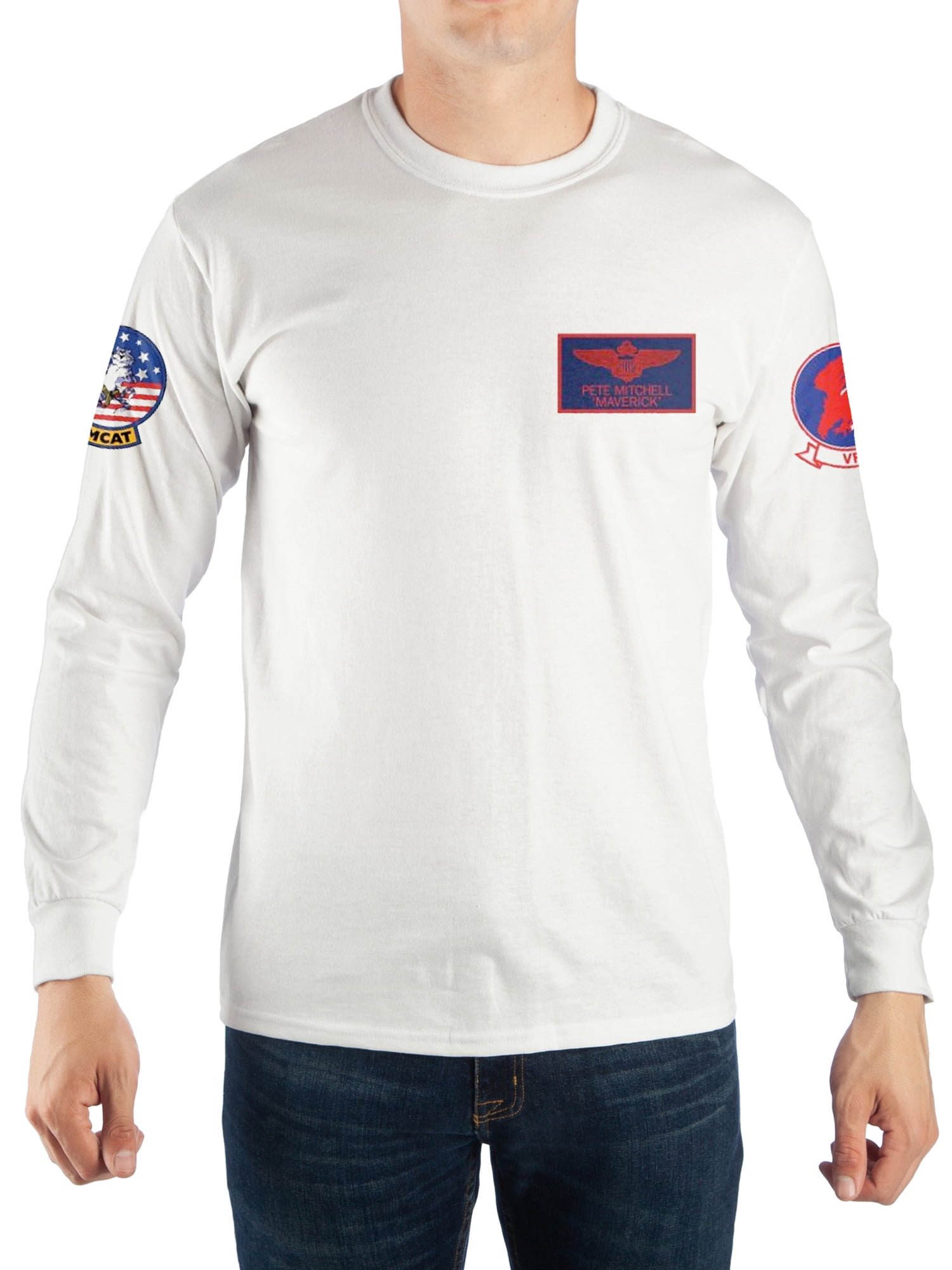 Top Gun School Logo Men's and Big Men's Long Sleeve Graphic Tshirt