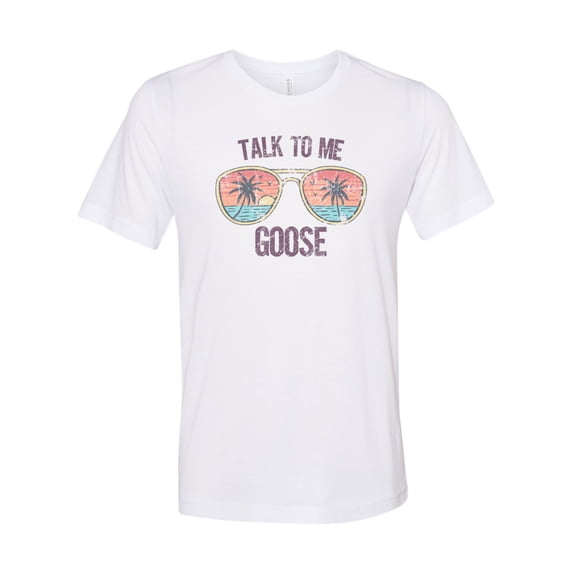 "Top Gun Shirt, Talk To Me Goose TROPICAL, Goose Shirt, Unisex, Soft Bella Tee, Top Gun Lover, Goose And Maverick, Tropical Shirt, Goose Tee, White, SMALL"