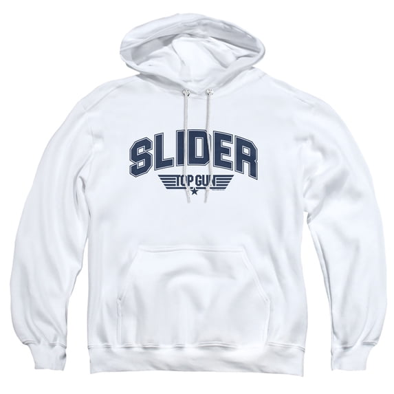 Top Gun Slider Varsity Adult Pull-Over Hoodie, White, Medium