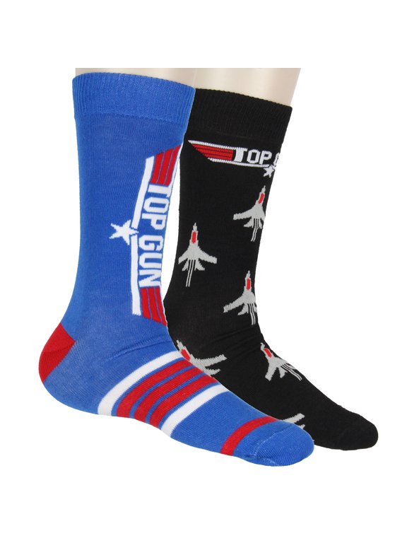 Socks Casual Novelty Movie Top Gun Maverick Fighter Jet Logo 2 Pack Knit Mid Calf Mens Crew Socks Shoe Size 6-12
