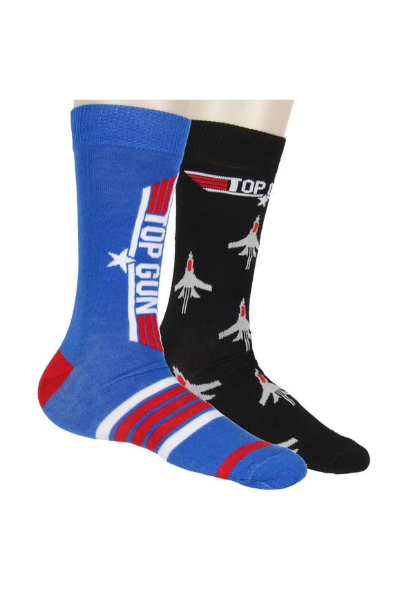 Top Gun Socks Casual Novelty Movie Top Gun Maverick Fighter Jet Logo 2 Pack Knit Mid Calf Mens Crew Socks Shoe Size 6-12