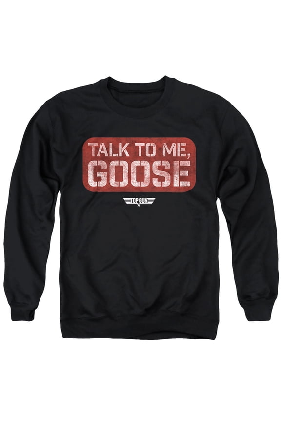 Top Gun Talk to me Goose Stamp Unisex Adult Crewneck Sweatshirt, Black, X-Large