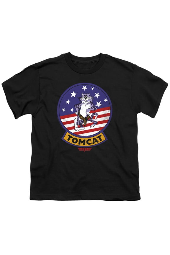 Top Gun Tomcat Sigil Unisex Youth T Shirt for Boys and Girls, Black, Medium