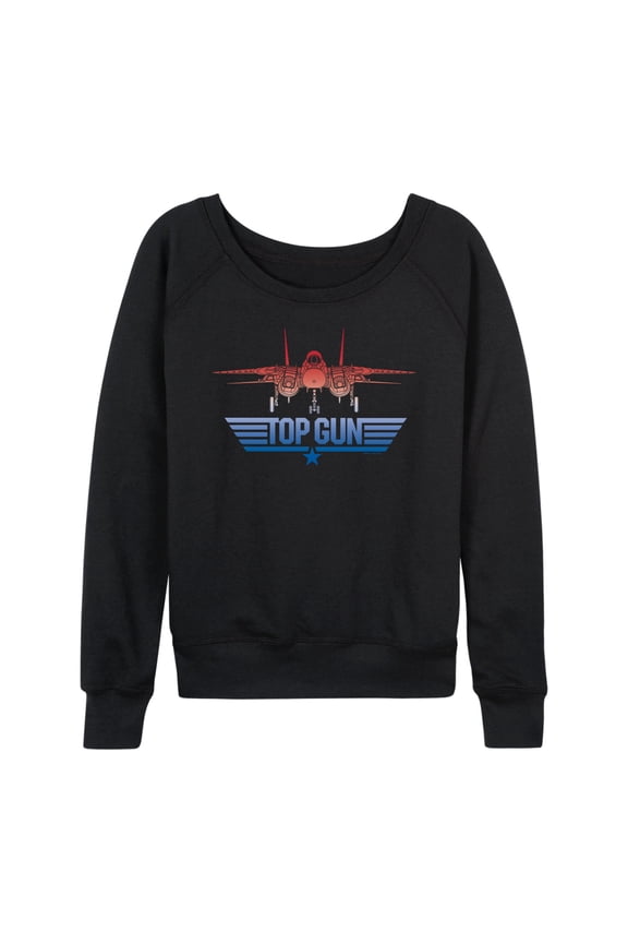 - Top Gun Fighter Jet Logo - Women's Lightweight French Terry Long Sleeve Shirt
