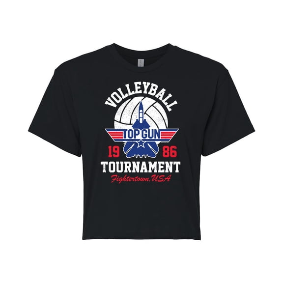 Top Gun - Volleyball Tournament - Juniors Cropped Cotton Blend T-Shirt