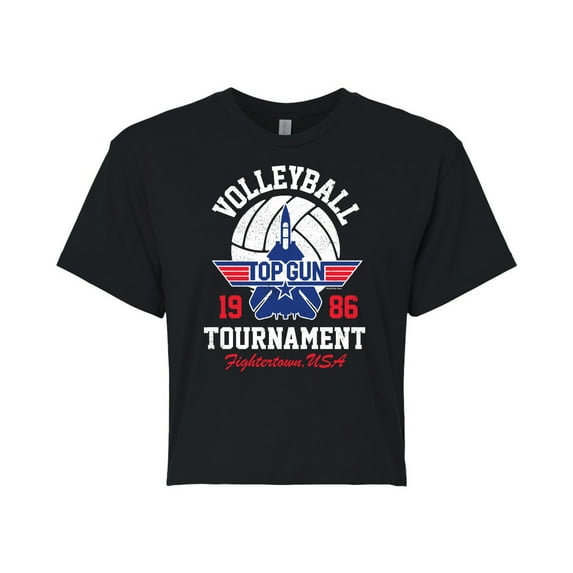 Top Gun - Volleyball Tournament - Juniors Cropped Cotton Blend T-Shirt