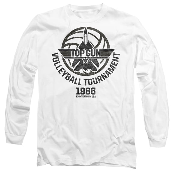 Top Gun Volleyball Unisex Adult Long-Sleeve T Shirt, White, Medium