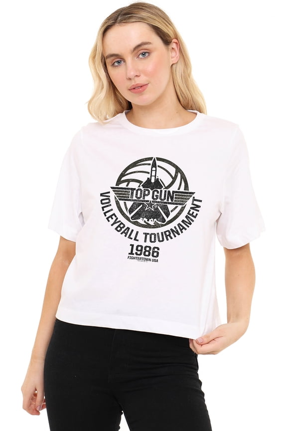 Top Gun Volleyball Women's Boxy Cropped T-Shirt Casual Graphic Tee