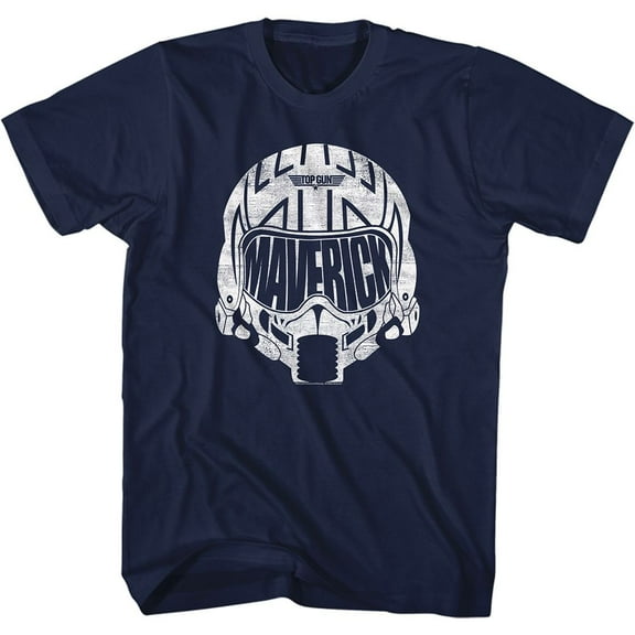 Top Gun White Mav Helmet Navy Adult T-Shirt 2Xlt