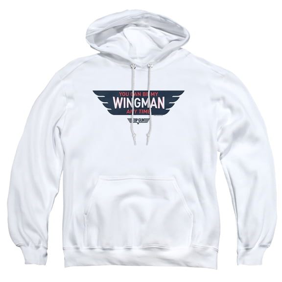 Top Gun Wingman Anytime Adult Pull-Over Hoodie, White, Small