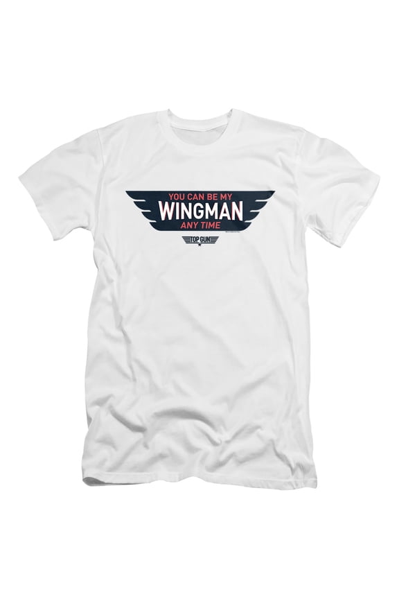 Top Gun Wingman Anytime Unisex Adult Canvas Brand T Shirt, White, Large