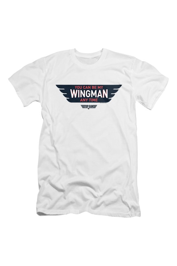 Top Gun Wingman Anytime Unisex Adult Canvas Brand T Shirt, White, Small