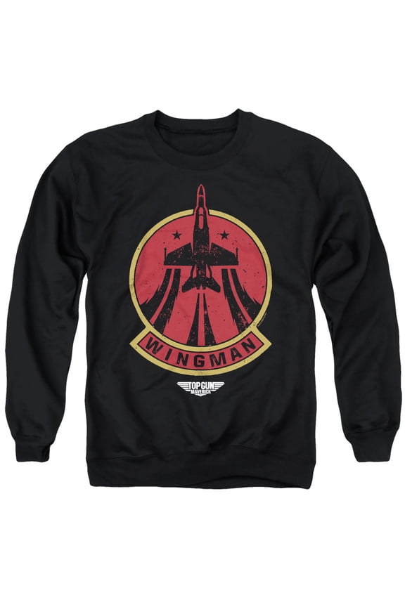 Top Gun Wingman Logo Unisex Adult Crewneck Sweatshirt, Black, 2X-Large