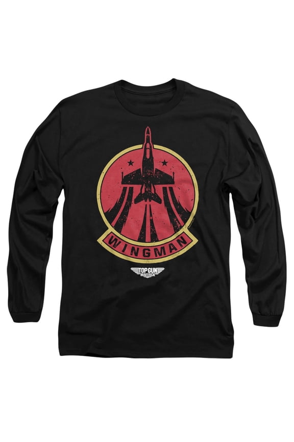 Top Gun Wingman Logo Unisex Adult Long-Sleeve T Shirt, Black, 2X-Large