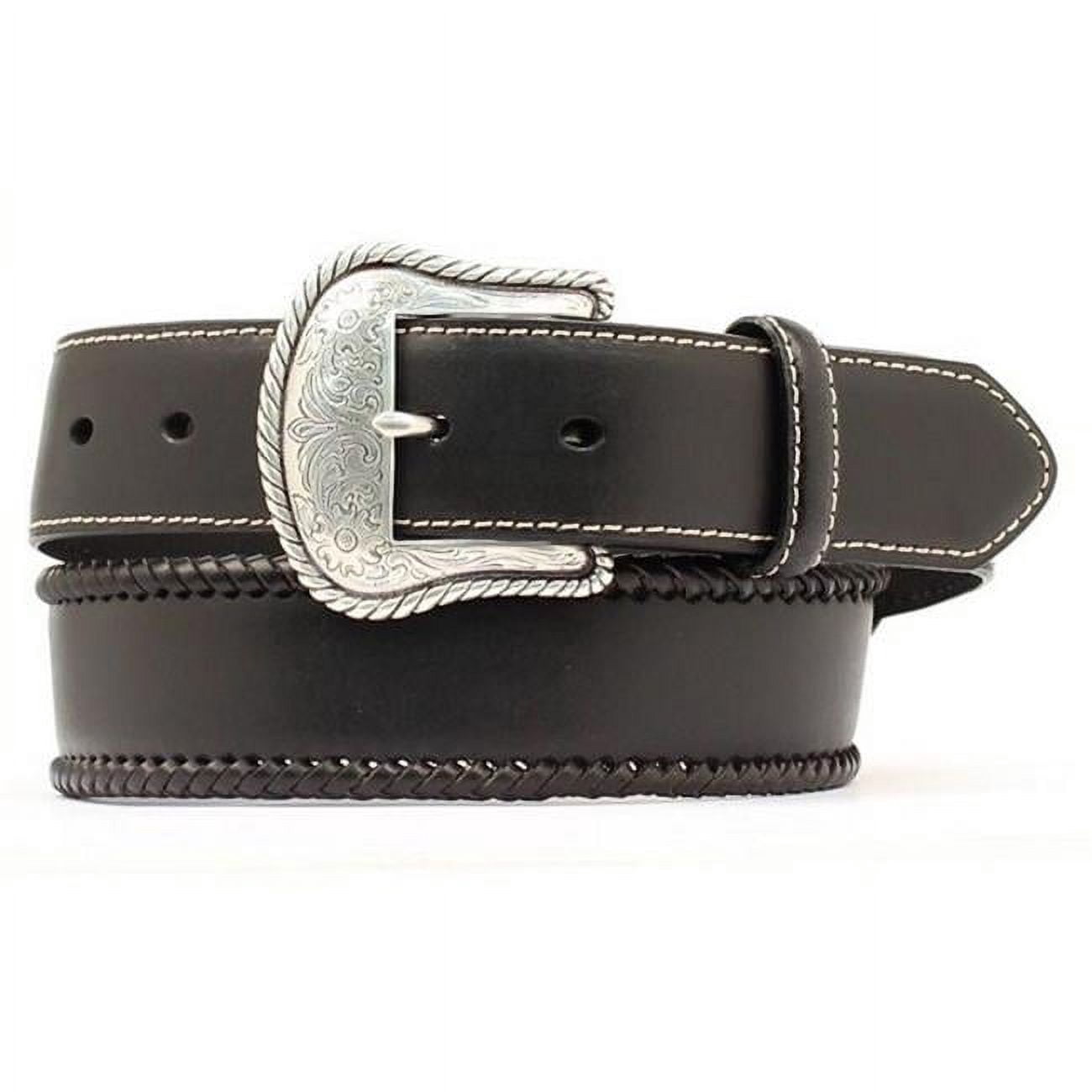 Black and White Hand-Laced Belt Wide Black Leather Statement Belt , Hand Beaded Lace Design  main image 4
