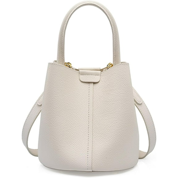 Top Handle Bucket Bag for Women, Genuine Leather Commuter Satchel Handbag Ladies Daily Outdoor Crossbody Shoulder Bag
