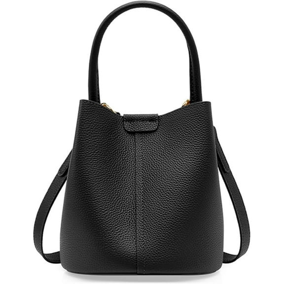 Top Handle Bucket Bag for Women, Genuine Leather Commuter Satchel Handbag Ladies Daily Outdoor Crossbody Shoulder Bag