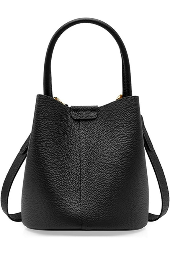 Top Handle Bucket Bag for Women, Genuine Leather Commuter Satchel Handbag Ladies Daily Outdoor Crossbody Shoulder Bag