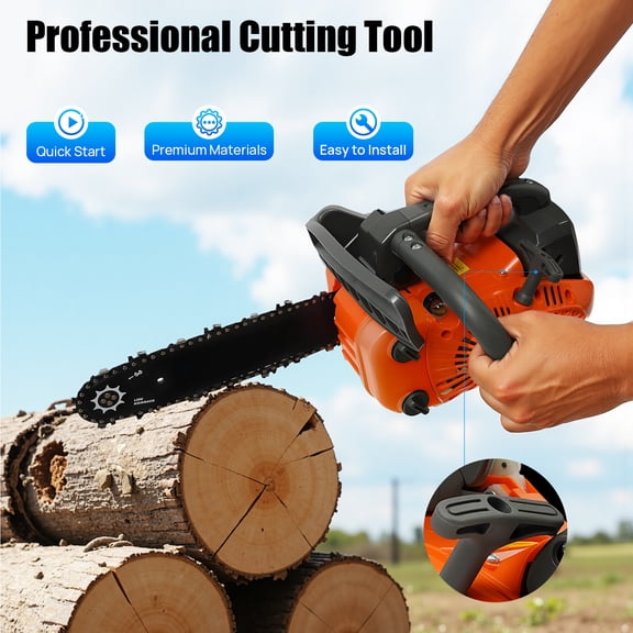 Top Handle Chainsaw 12 Inch Gas Chainsaw 25.4CC 2 Stroke Handheld Gas Chain Saw for Trees Chainsaw Gas Powered Wood Cutting 1.22HP 9000Rpm