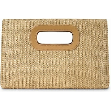 Top Handle Clutch Handbags for Women, Shoulder Crossbody Purse Beach Bag Straw Bag