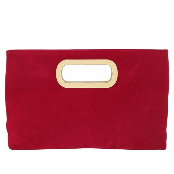 Top Handle Faux Suede Clutch