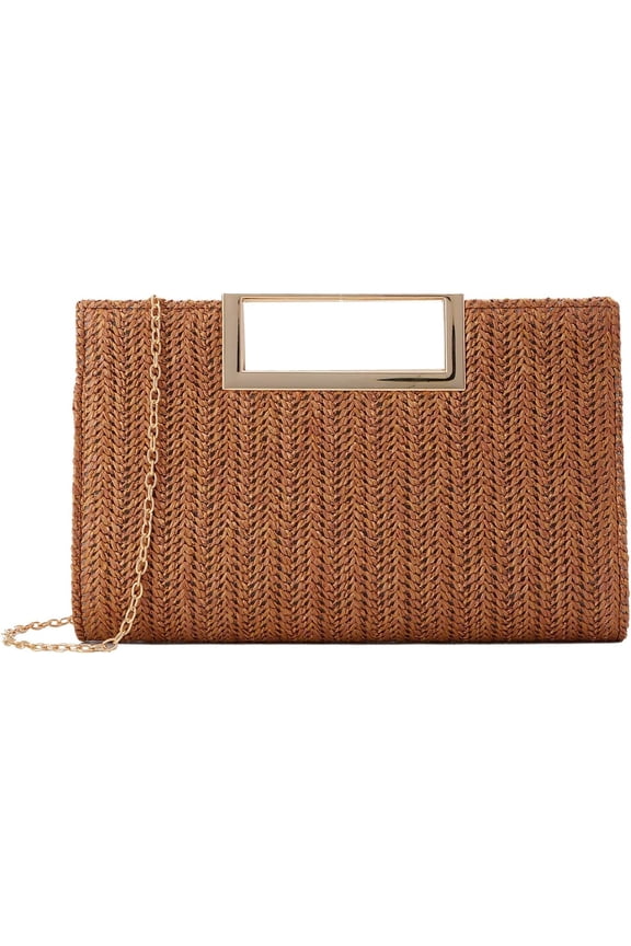 Top Handle Straw Clutch for Women Summer Clutch Straw Evening Bag Raffia Crossbody Purses Woven Beach Clutch