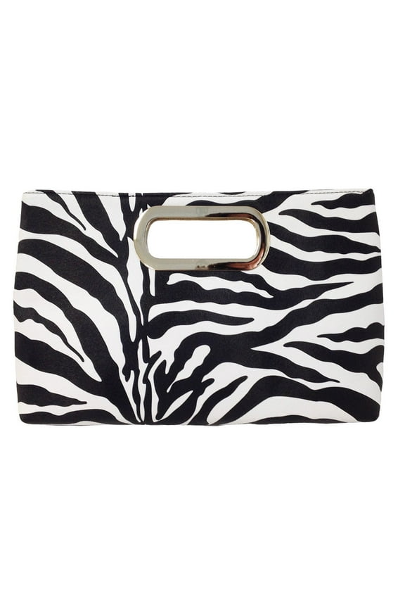 Top Handle Zebra Print Clutch