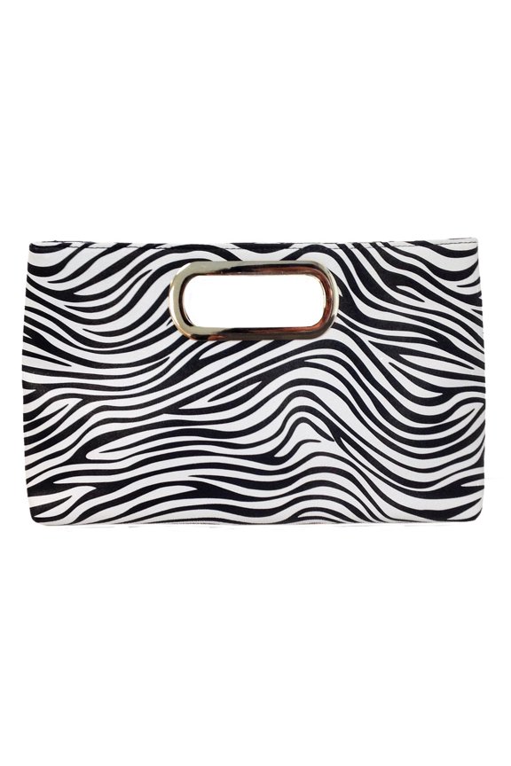 Top Handle Zebra Print Clutch