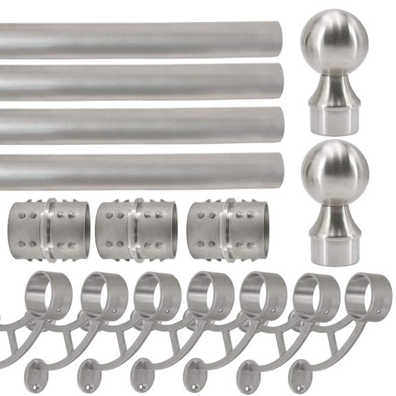 Top Hardware Bar Mount Foot Rail Kit (Custom-Made), Included 1 Brushed Stainless Steel Tubing (30 Ft Length), 2 Bar Mount Foot Rail Bracket, 2 Ball End Cap