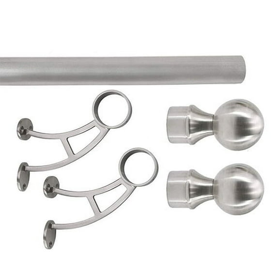 Top Hardware Bar Mount Foot Rail Kit (Custom-Made), Included 1 Brushed Stainless Steel Tubing (4 Ft Length), 2 Bar Mount Foot Rail Bracket, 2 Ball End Cap