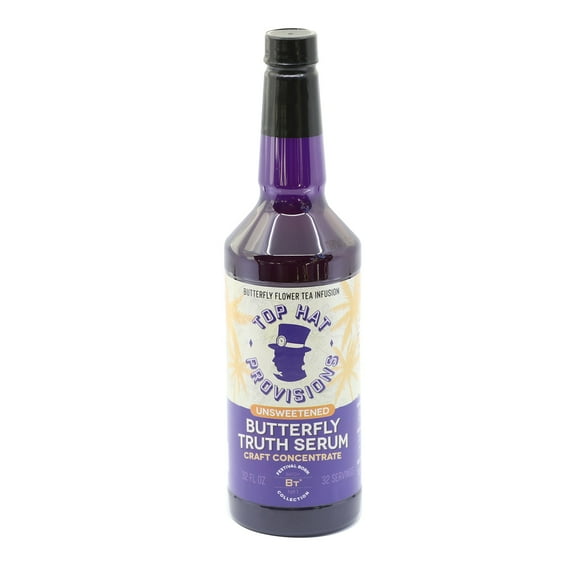 Top Hat Butterfly Truth Serum - Butterfly Pea Floral Extract - Blue Flower Tea Tincture - Alcohol Free - Unsweetened - 32oz Liquid Plastic Bottle