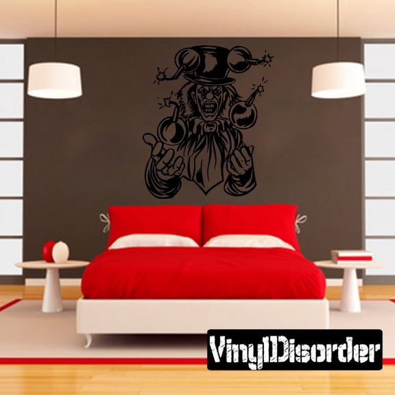Top Hat Clown Juggling Bombs Decal - 36 Inches