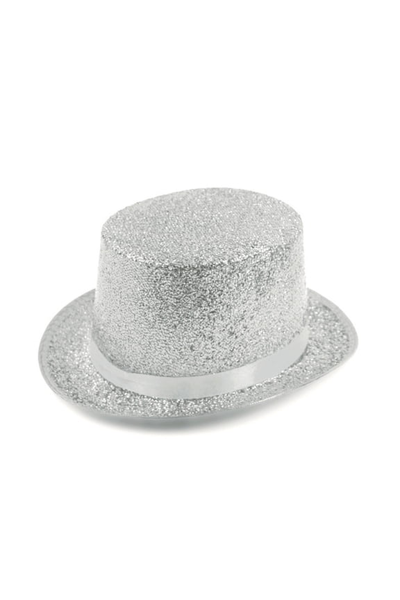 Top Hat Costume Shiny Sequin Magician Victorian Hat Dress Up Bowler Cosplay Costume Top Hats for Men Women for Masquerade White
