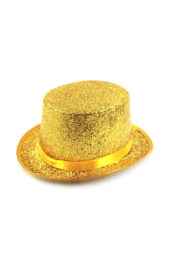 Top Hat Costume Shiny Sequin Magician Victorian Hat Dress Up Bowler Cosplay Costume Top Hats for Men Women for Masquerade Yellow