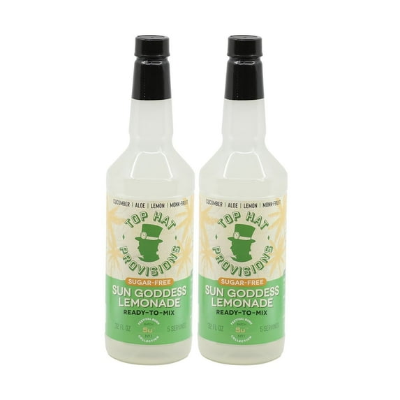 Top Hat Keto Sugar Free Cucumber Lemonade Mix - Naturally Sweetened with Monk Fruit - 2 Pack 32oz Liquid Plastic Bottles