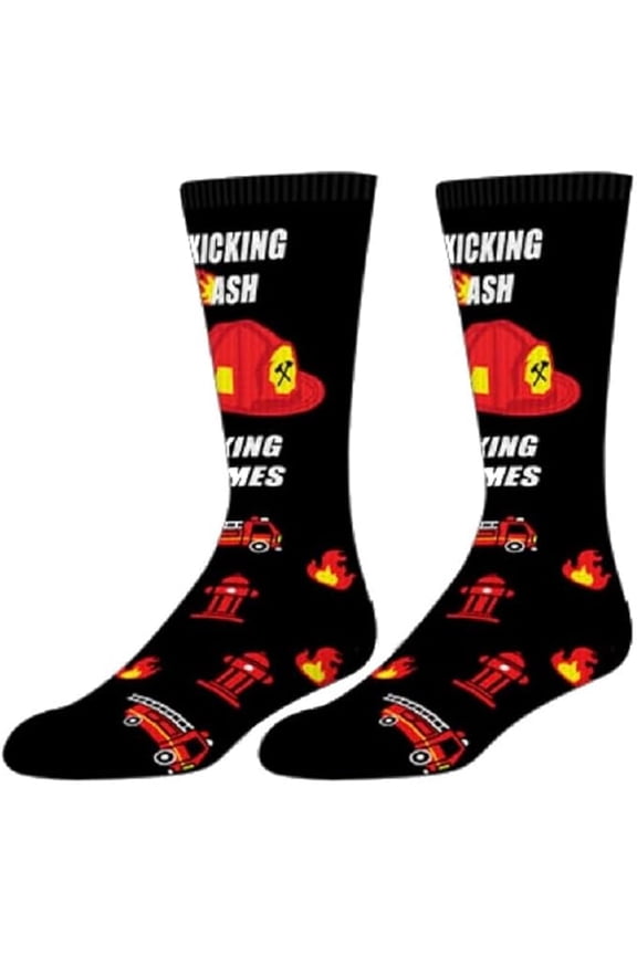 Men's Novelty Sock (Kicking Ash, Taking Flames (Firefighter))