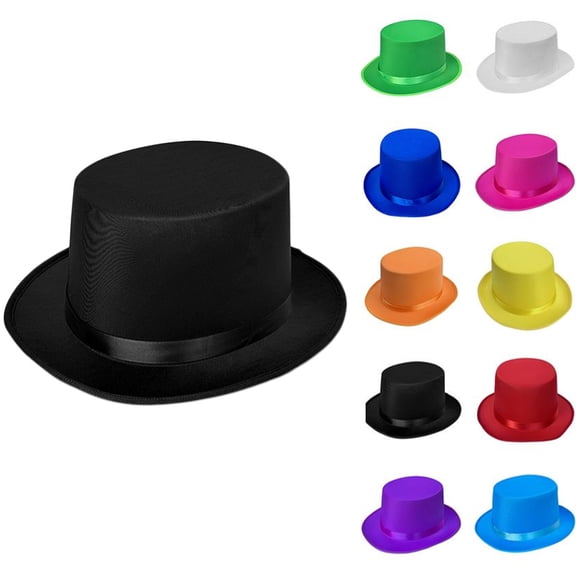 Top Hat for Men & Women – Men's Hat Adult Costume Accessory for Cosplay, Christmas, Halloween, Carnival & New Year Party Events – Elegant Formal Dress up Apparel Black One Size