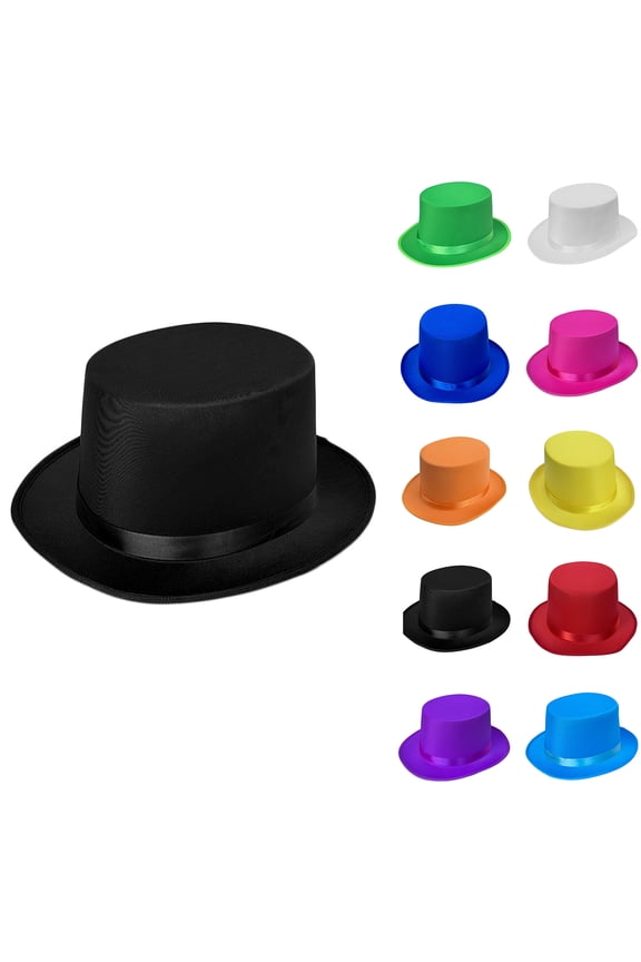Top Hat Satin Costume Magician Fancy Style Party Accessory,One Size
