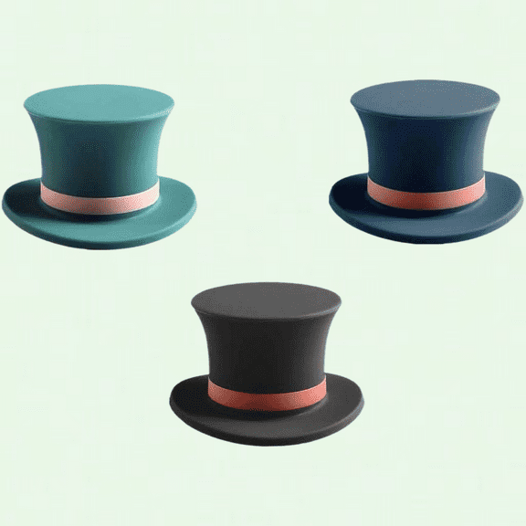 Top Hat Wine Bottle Stoppers, Silicone Beverage Bottle Sealers, Reusable Wine Savers - Set of 3