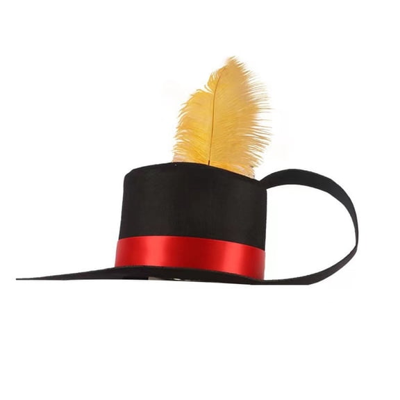 Top Hat with Ribbon and Feather Dress Up Hat Holiday Performance Halloween Accessories Free Size