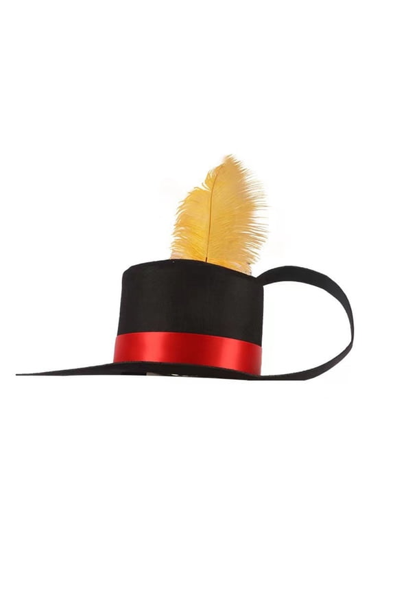 Top Hat with Ribbon and Feather Dress Up Hat Holiday Performance Halloween Accessories Free Size