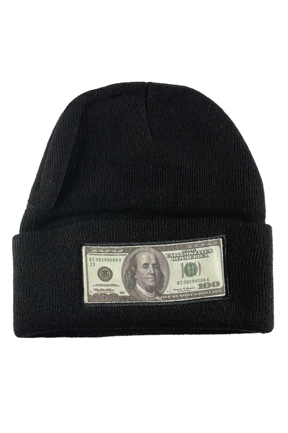 Top Headwear $100 Bill Cuffed Beanie - Black