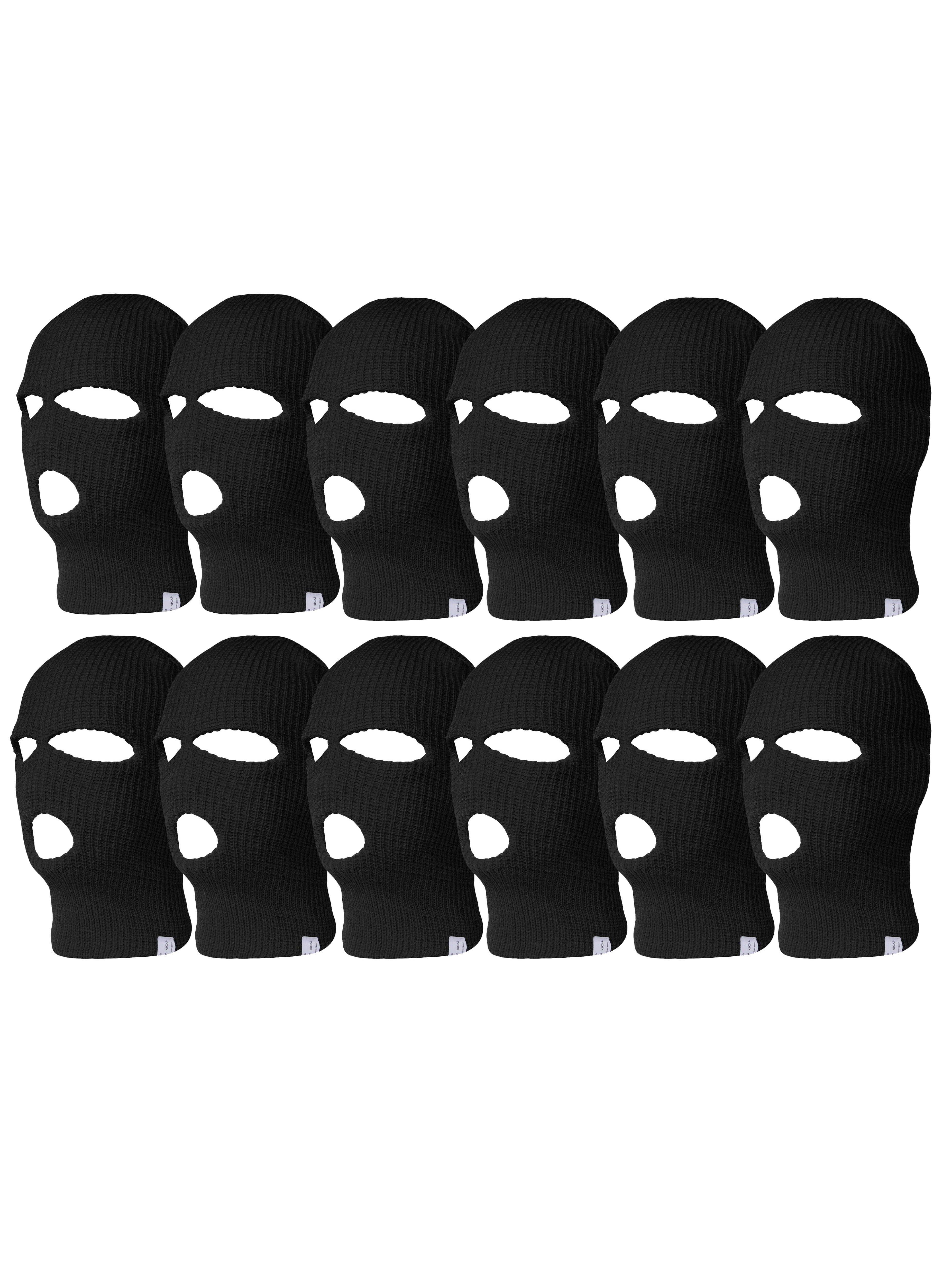 Top Headwear 12 Pack 3 Hole Ski Face Mask Balaclava, Black