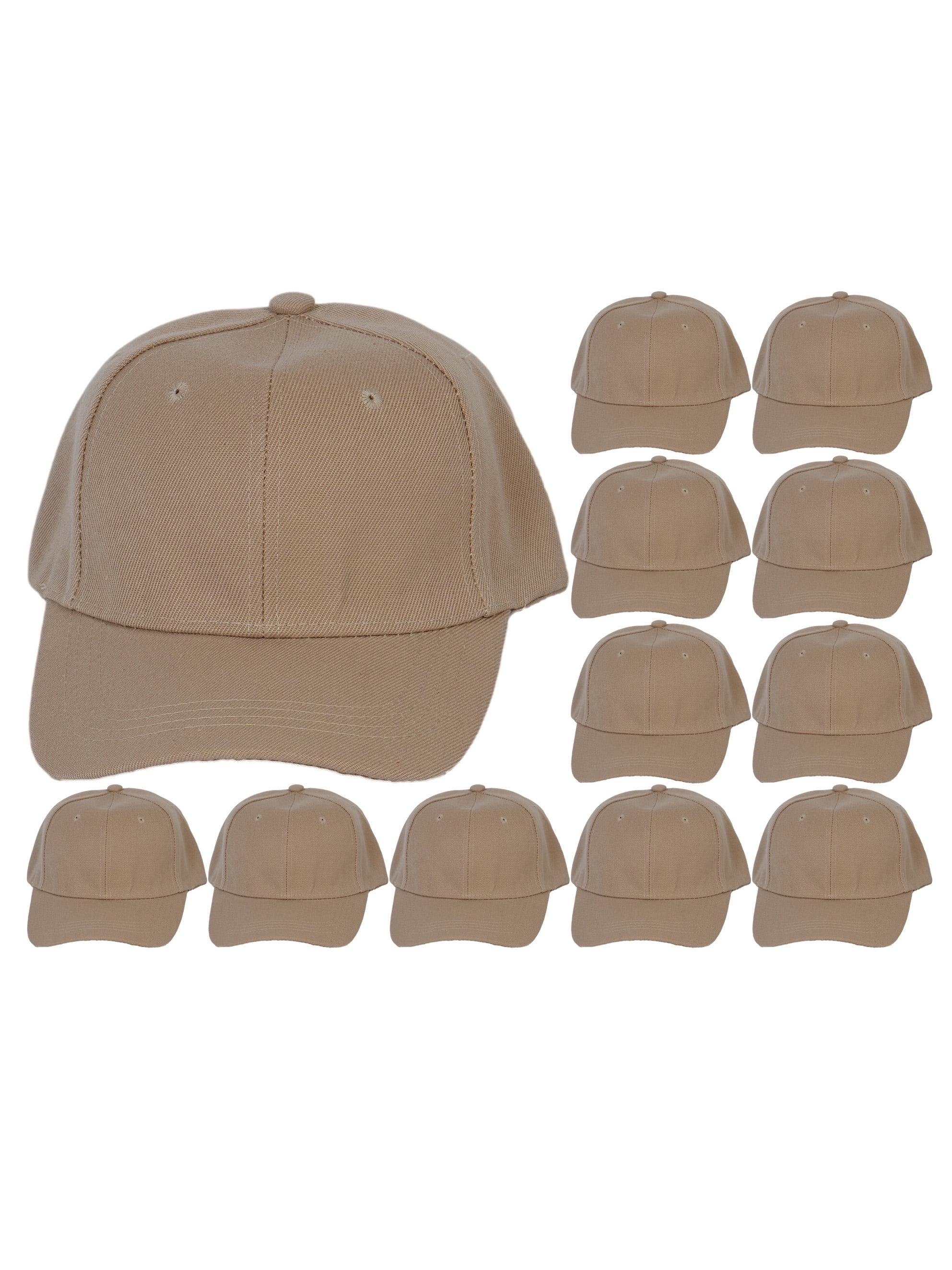Top Headwear 12-Pack Adjustable Baseball Hat - Beige