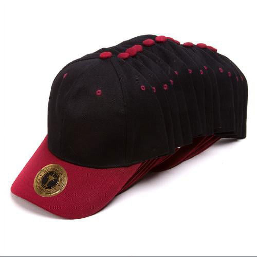 Top Headwear 12-Pack Adjustable Baseball Hat - Black/Burgundy