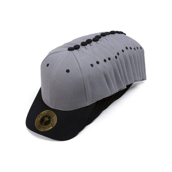 Top Headwear 12-Pack Adjustable Baseball Hat - Grey/Black